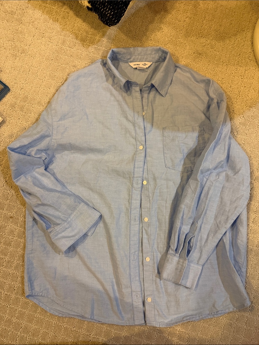 Light Blue Casual Button-Down Shirt with Chest Pocket